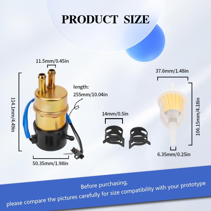 Road Passion 12v Electric Fuel Pump for Honda Shadow- 1100 / ACE 750/1100 / Aero 750/1100 / Spirit 750/1000 / VLX 600 - Image 2